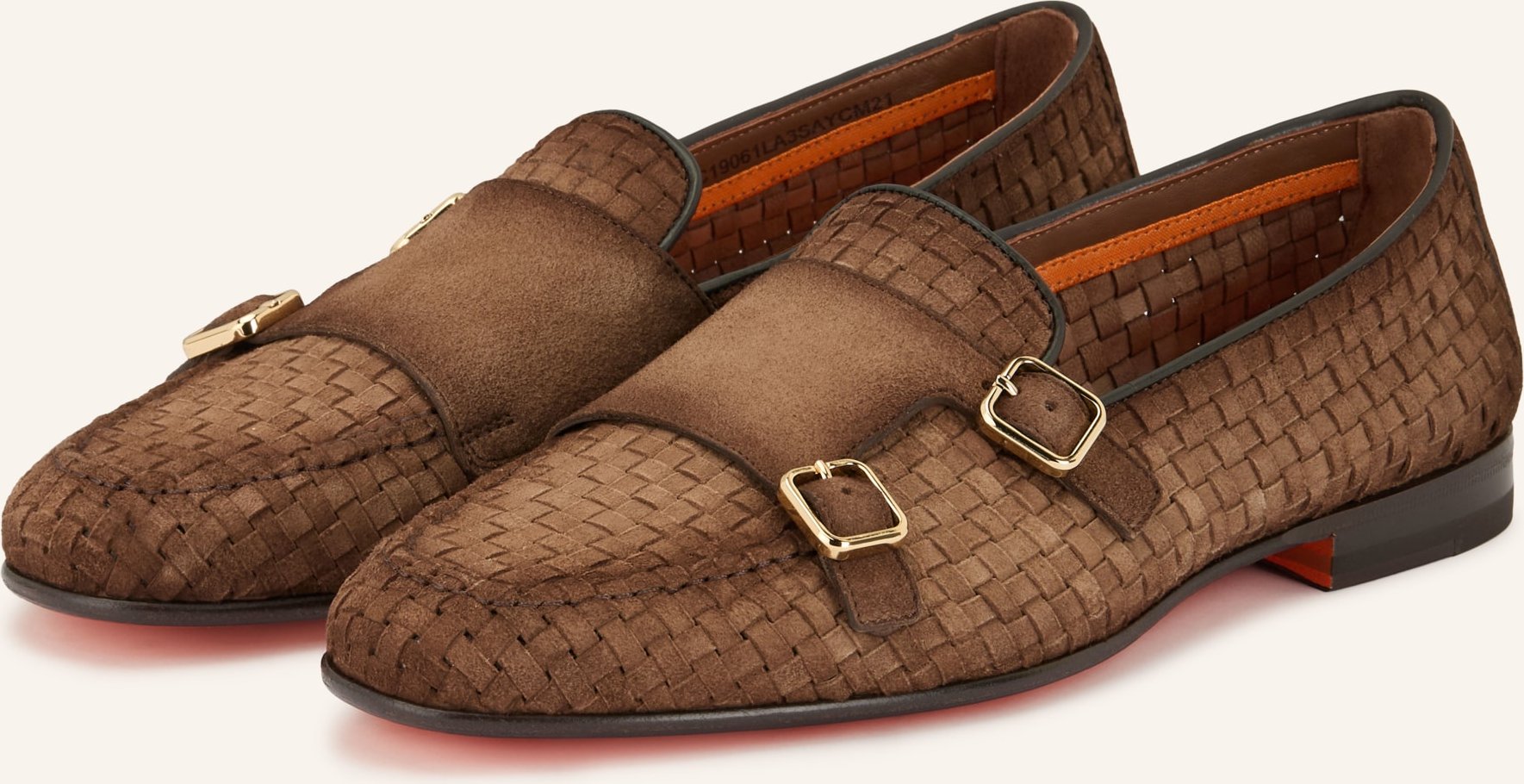 Santoni Double-Monks Scacco braun