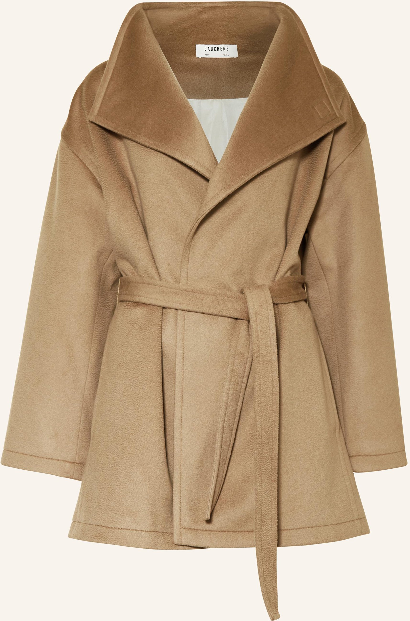 Thumbnail - Gauchere Wollmantel beige