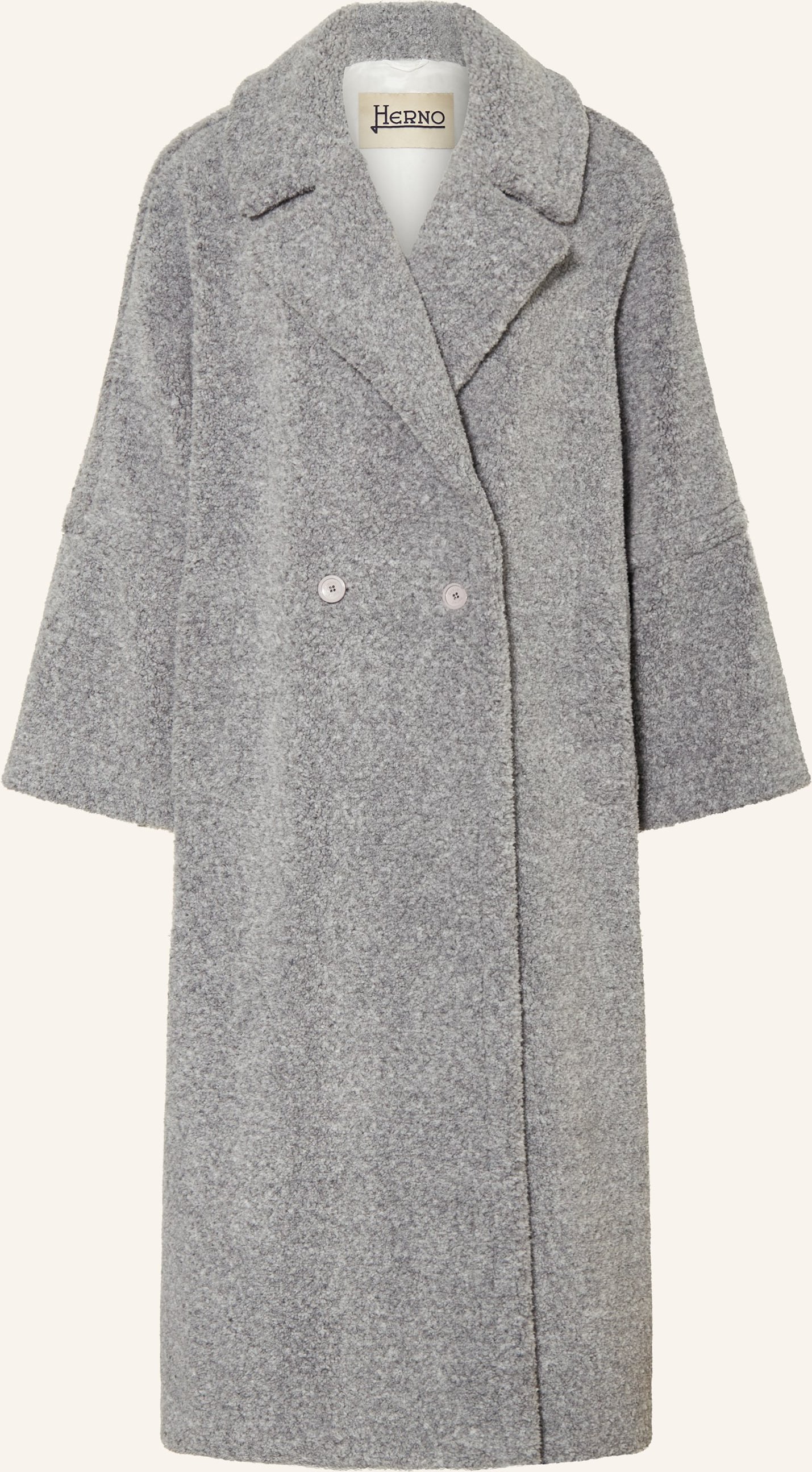 Herno Teddyfell-Mantel grau