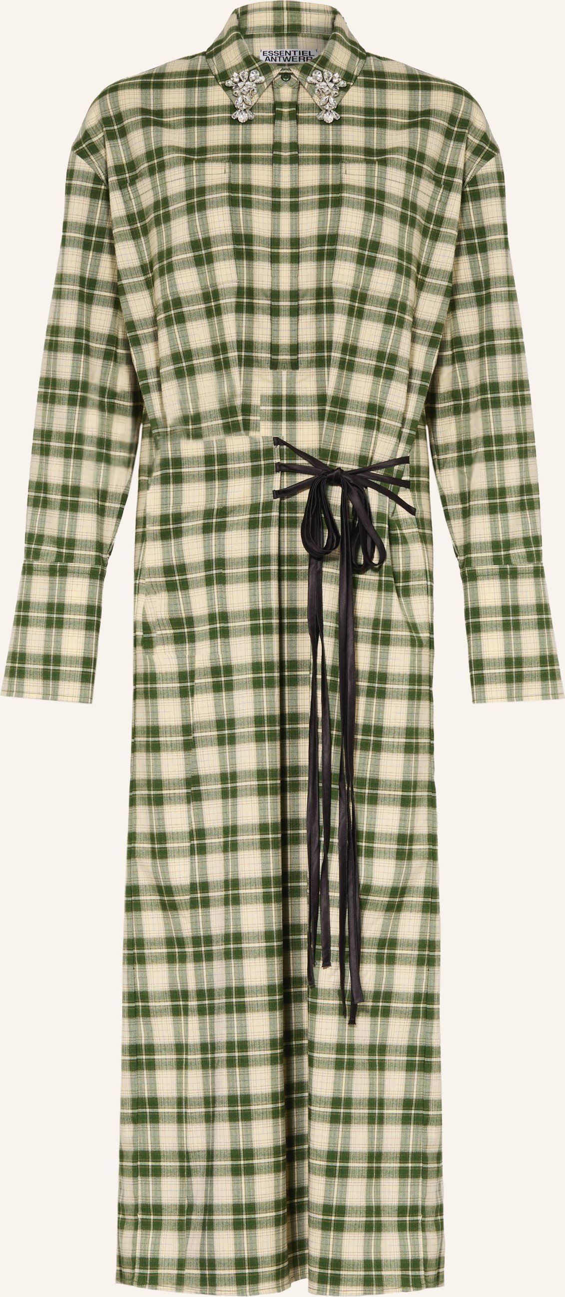 Essentiel Antwerp Hemdblusenkleid Jid Mit Schmucksteinen gruen