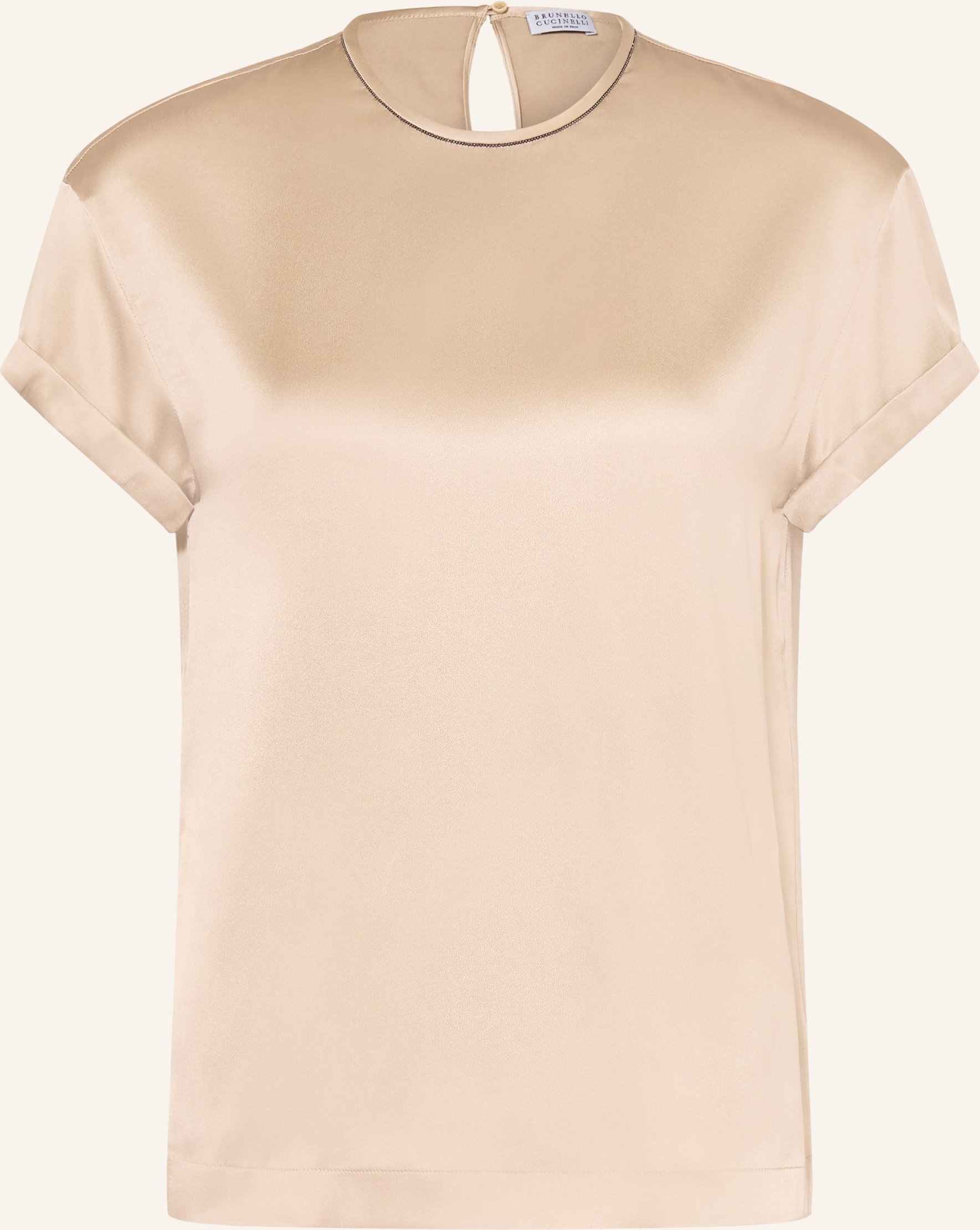 Brunello Cucinelli Blusenshirt Aus Seide Mit Schmucksteinen braun