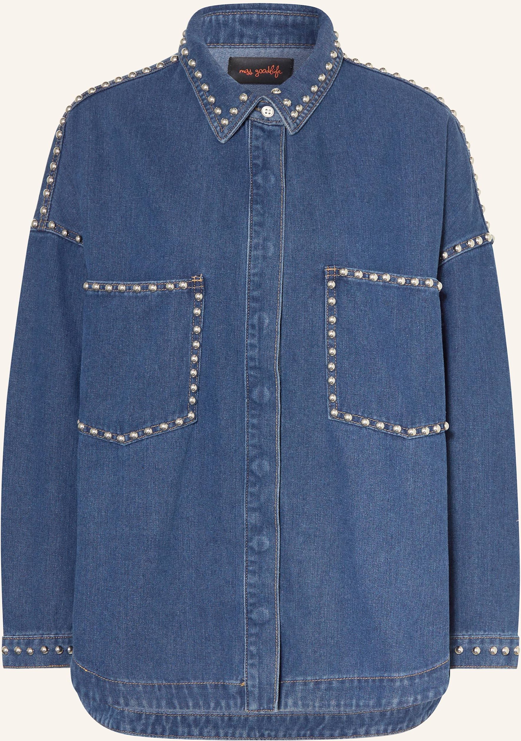 Thumbnail - Miss Goodlife Jeansbluse Mit Nieten blau