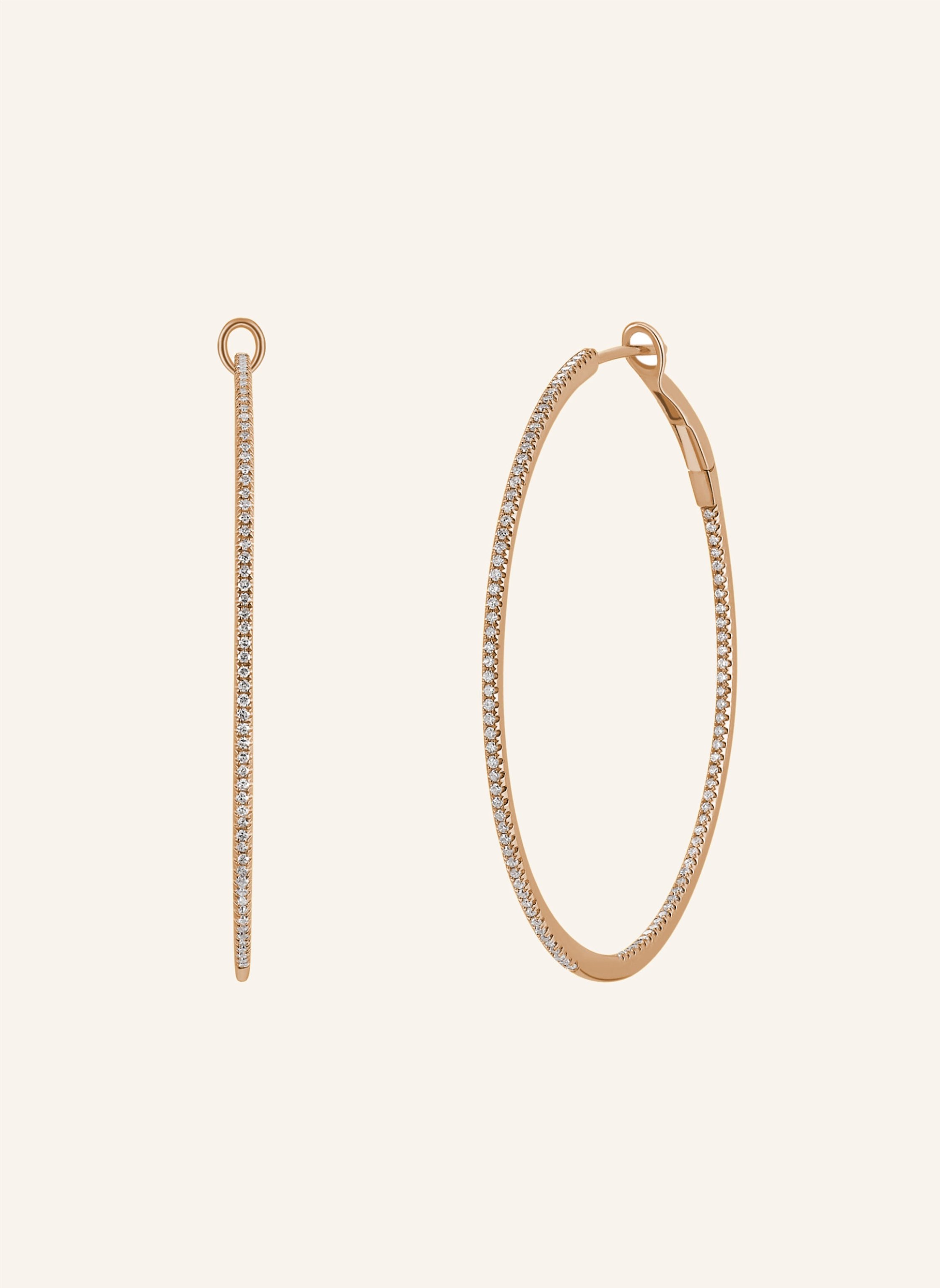 Leaf Creolen Circle Xl Aus 18 Karat Roségold Mit Diamanten rosegold