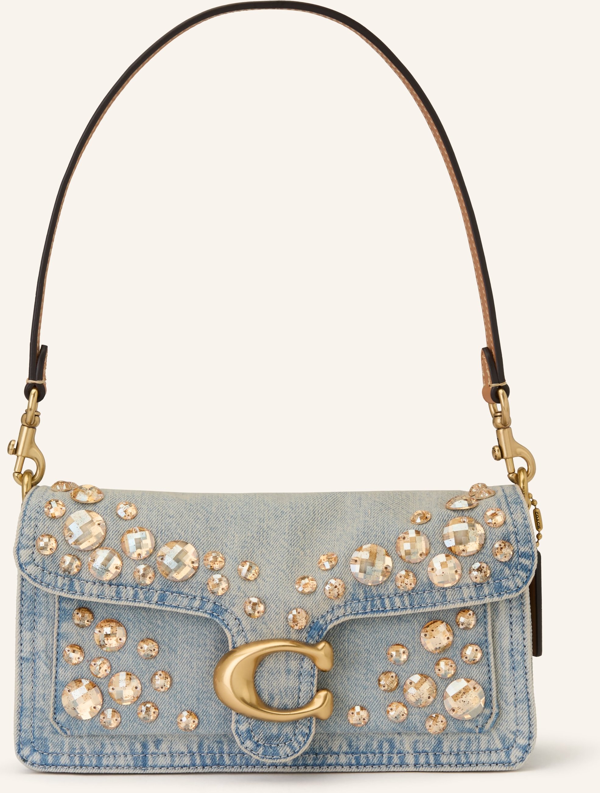 Coach Schultertasche Tabby Mit Schmucksteinen blau