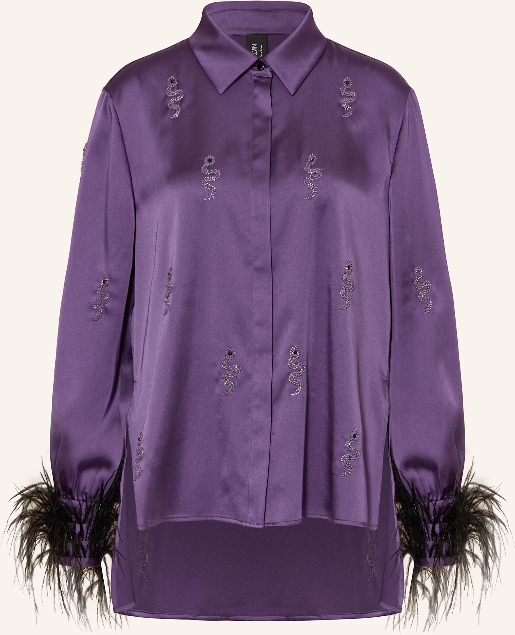 Marc Cain Hemdbluse Aus Satin Mit Schmucksteinen lila
