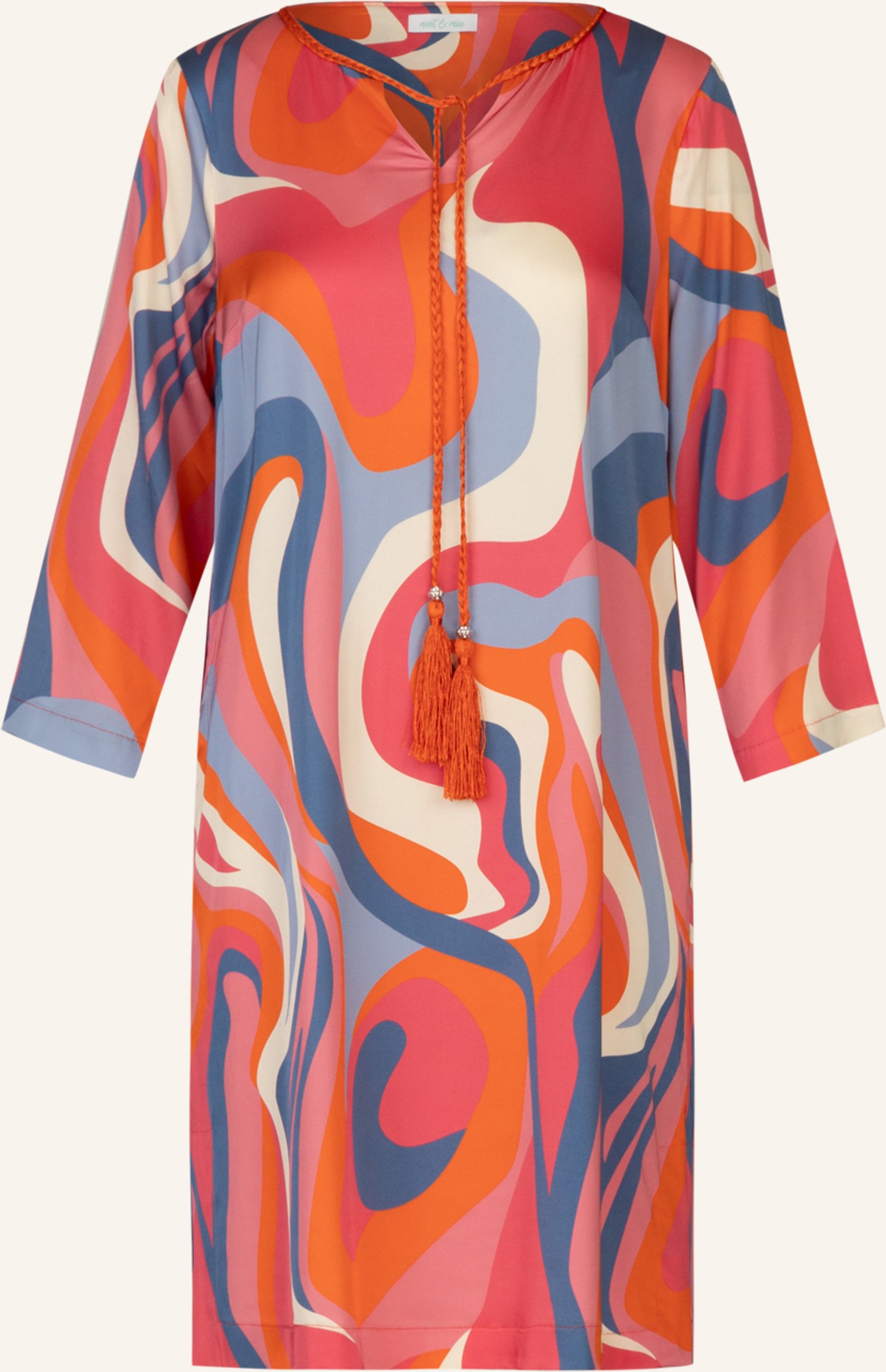 Mint & Mia Bedrucktes Viskose Satin Tunika Kleid beige