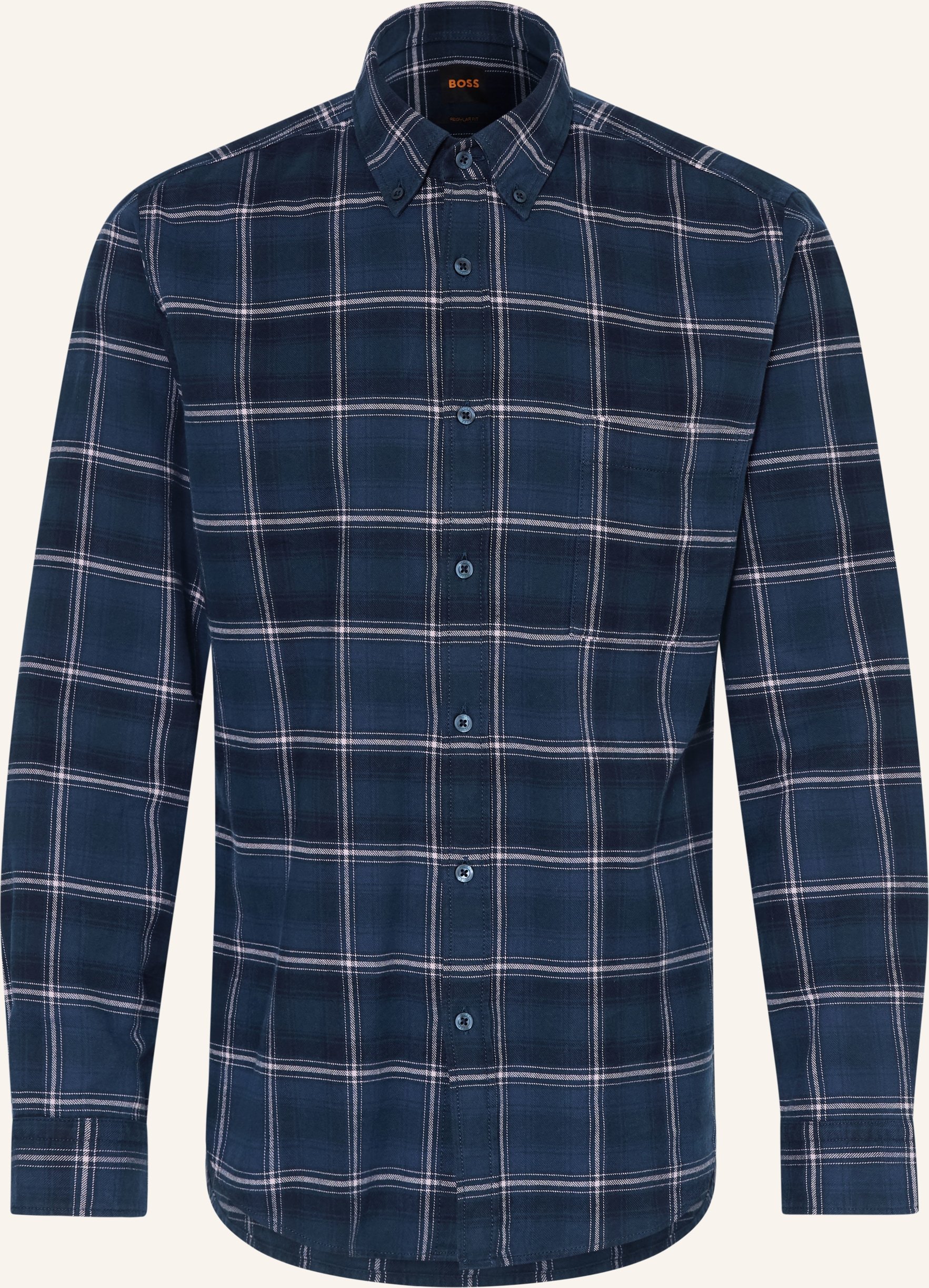 Boss Flanellhemd Rickert Regular Fit blau