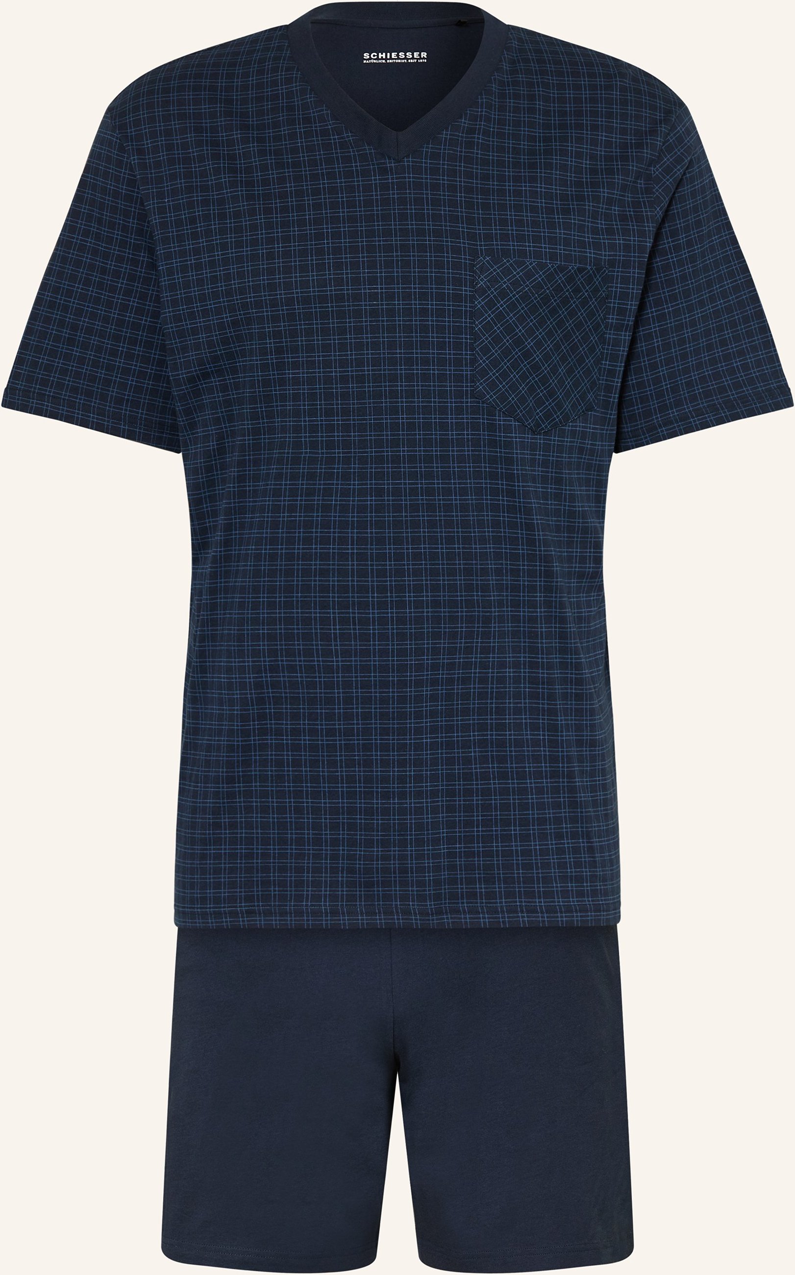 Schiesser Shorty-Schlafanzug Comfort Essentials blau