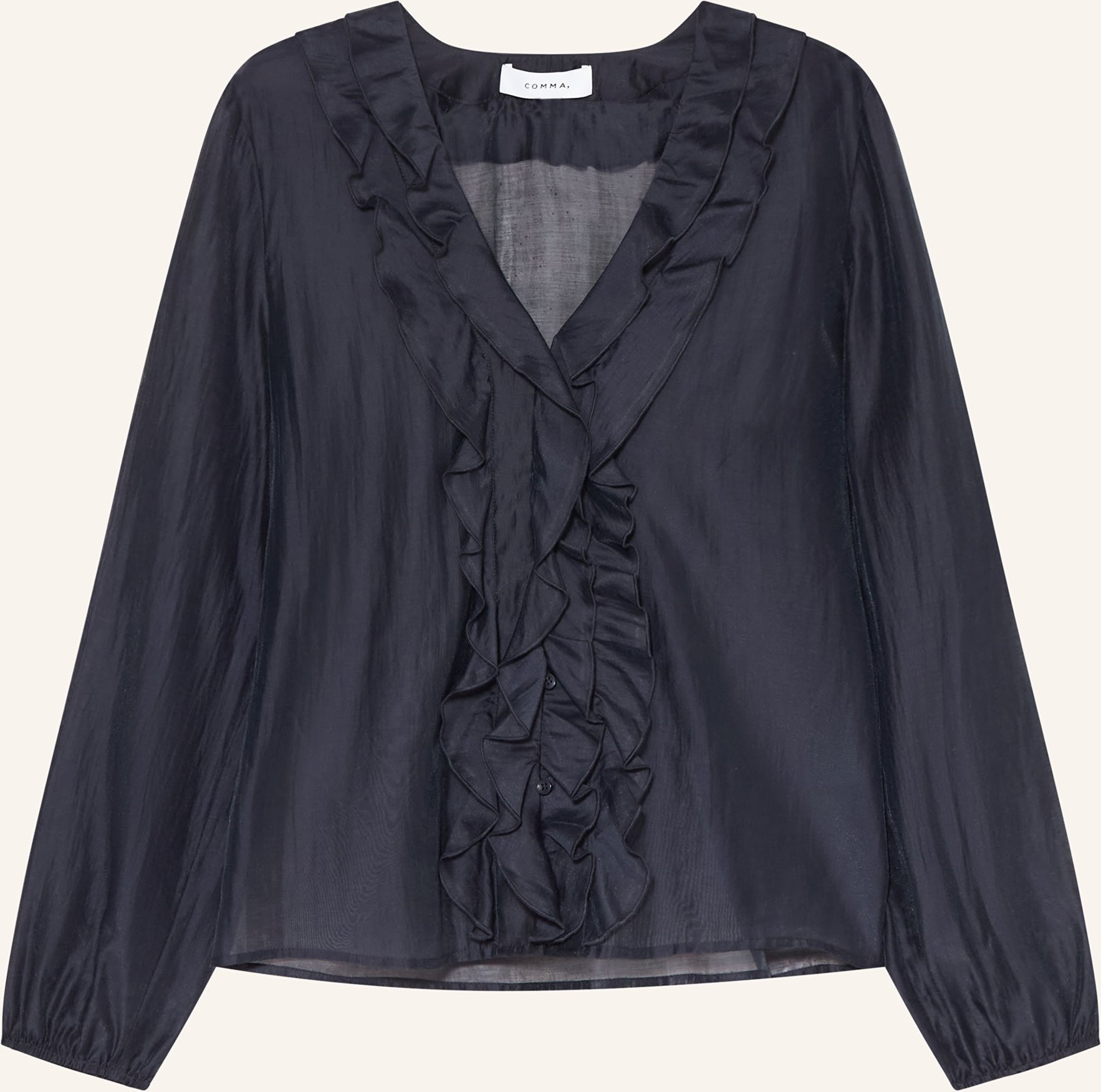 Comma Blusenshirt Mit Volants blau