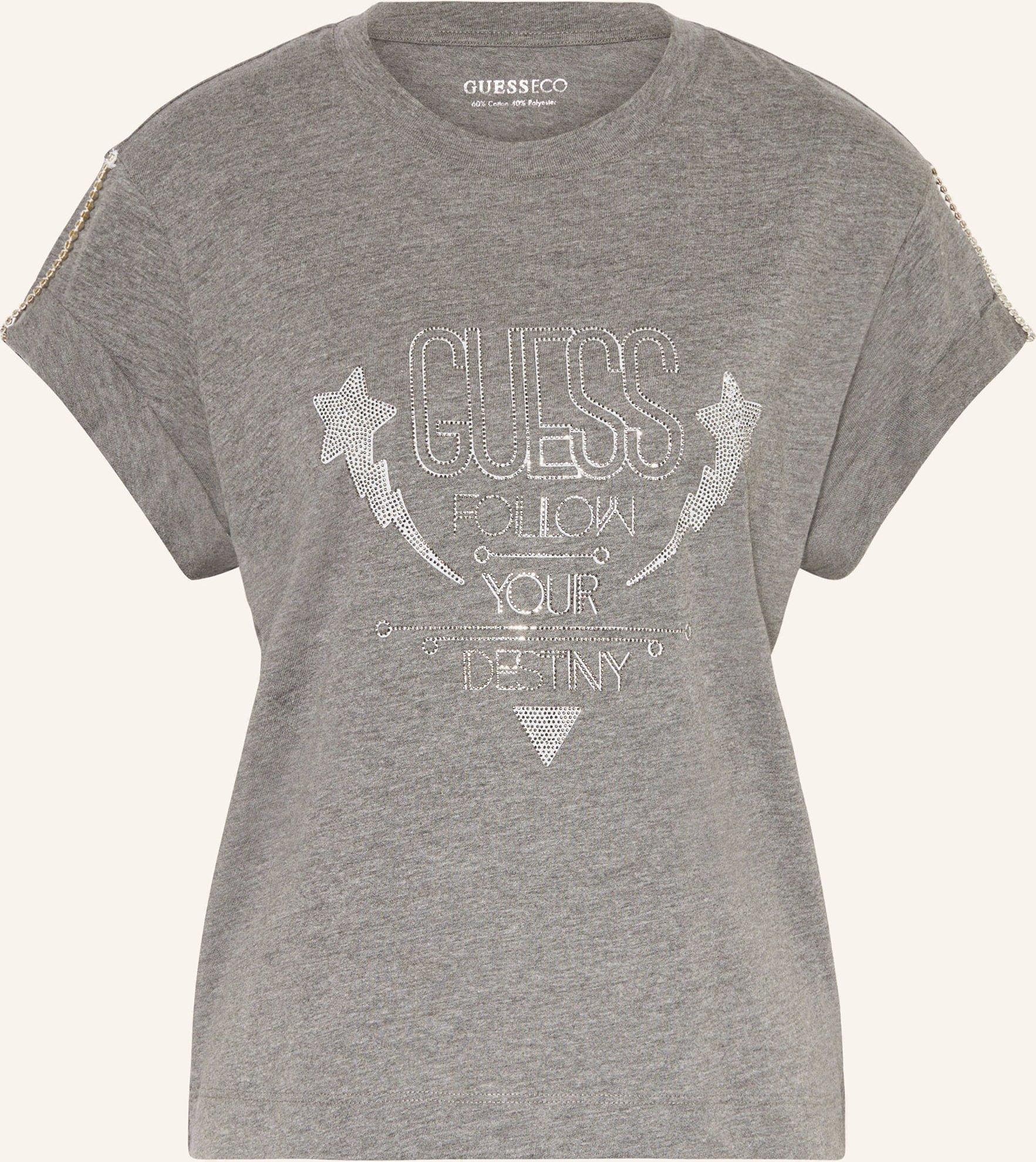 Guess T-Shirt Mit Schmucksteinen grau