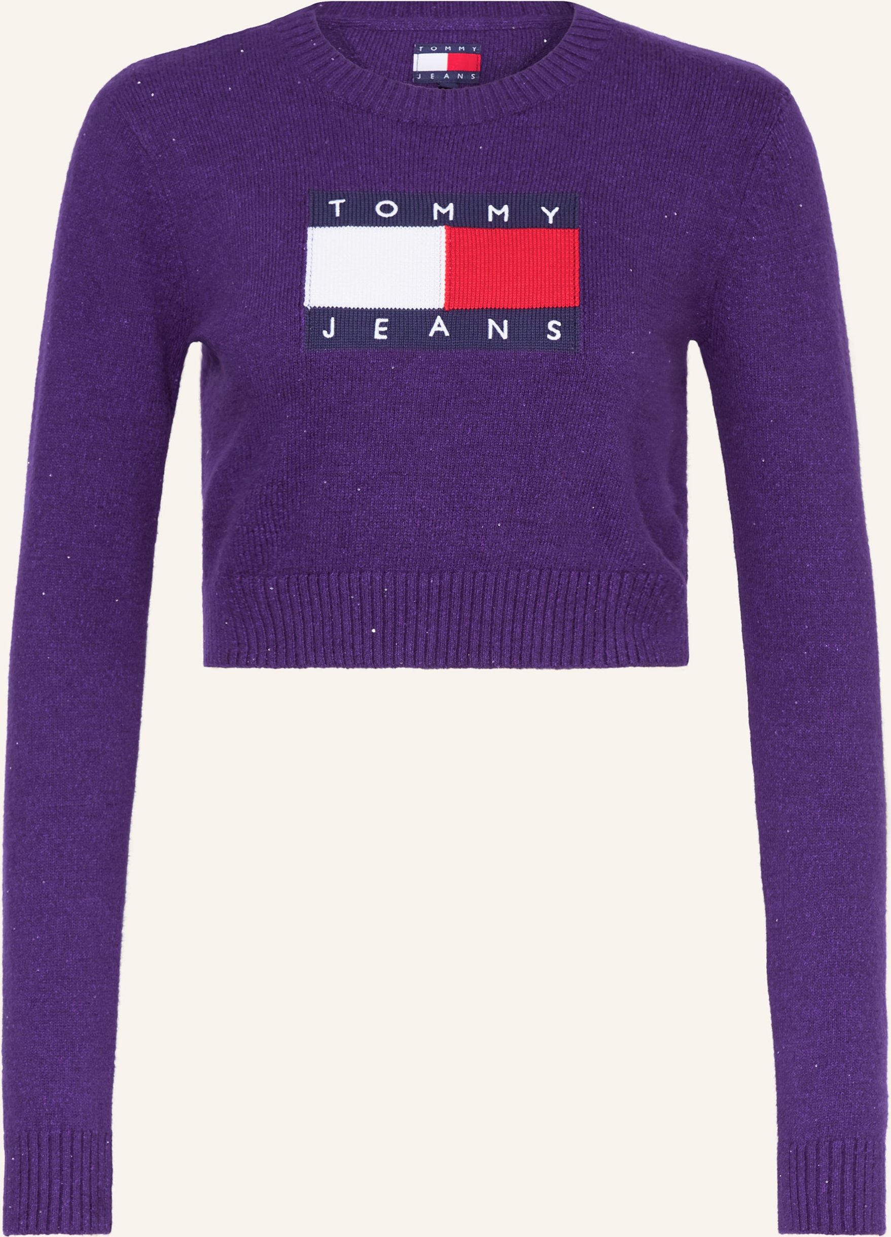 Tommy Jeans Cropped-Pullover Mit Pailletten lila