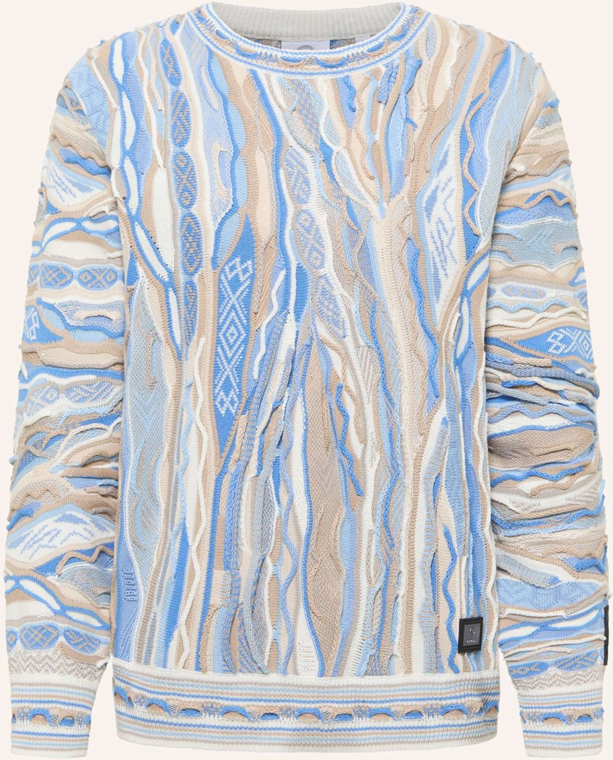 Carlo Colucci Jacquard Strickpullover Fanti blau