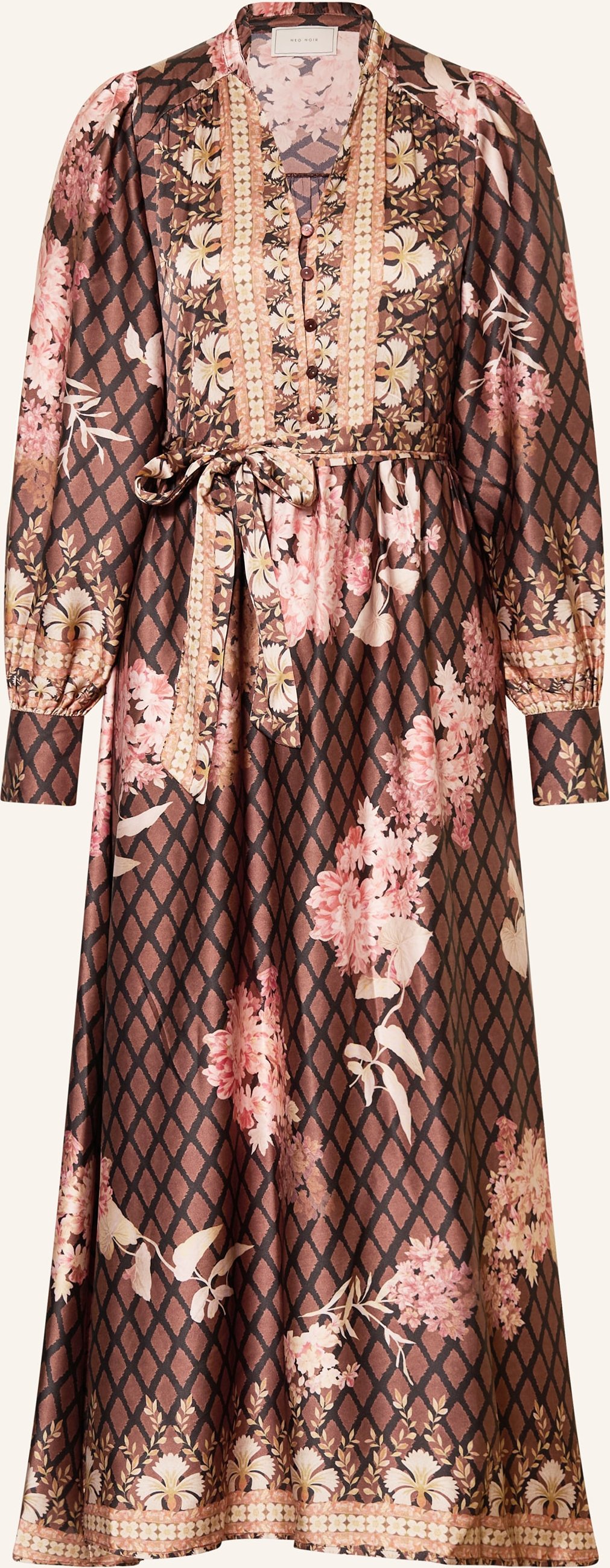 Neo Noir Satinkleid Nova Mit Rüschen schwarz