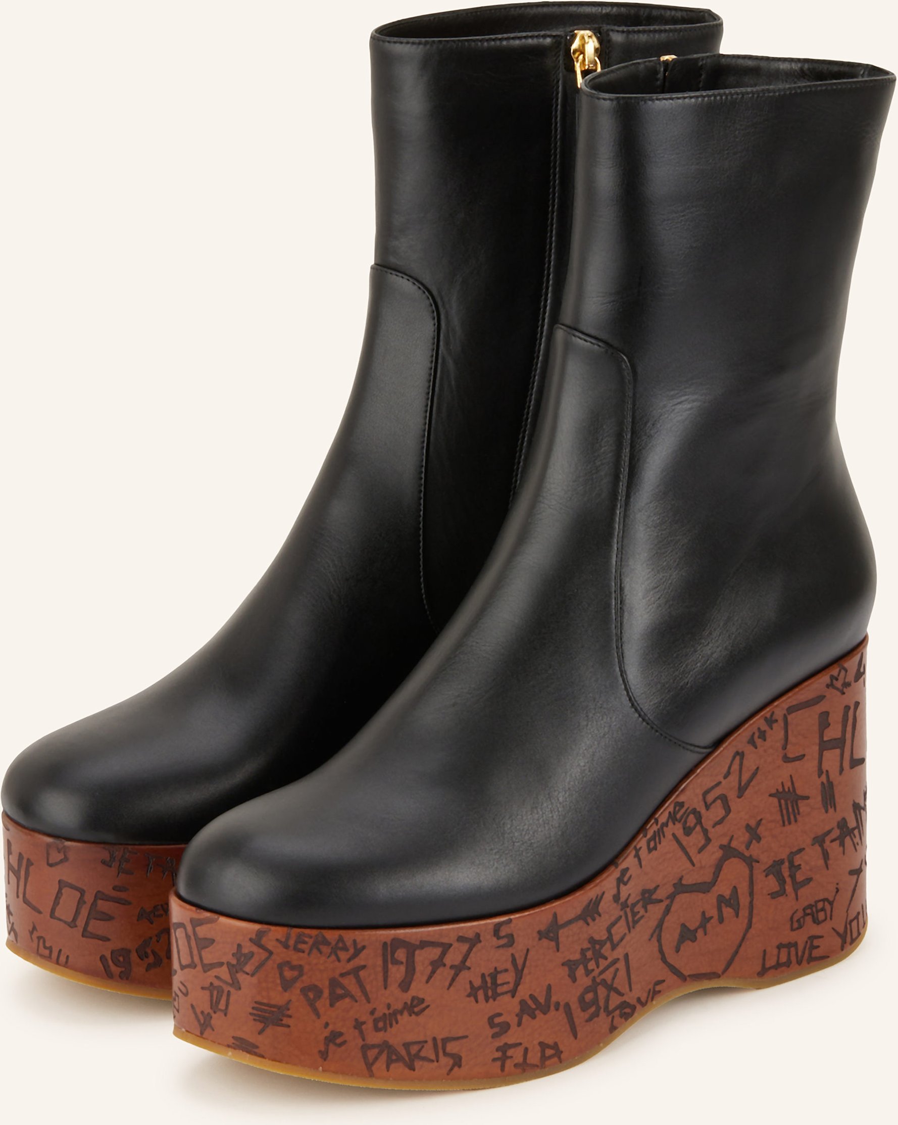 Thumbnail - Chloé Plateau-Stiefeletten Maxime schwarz