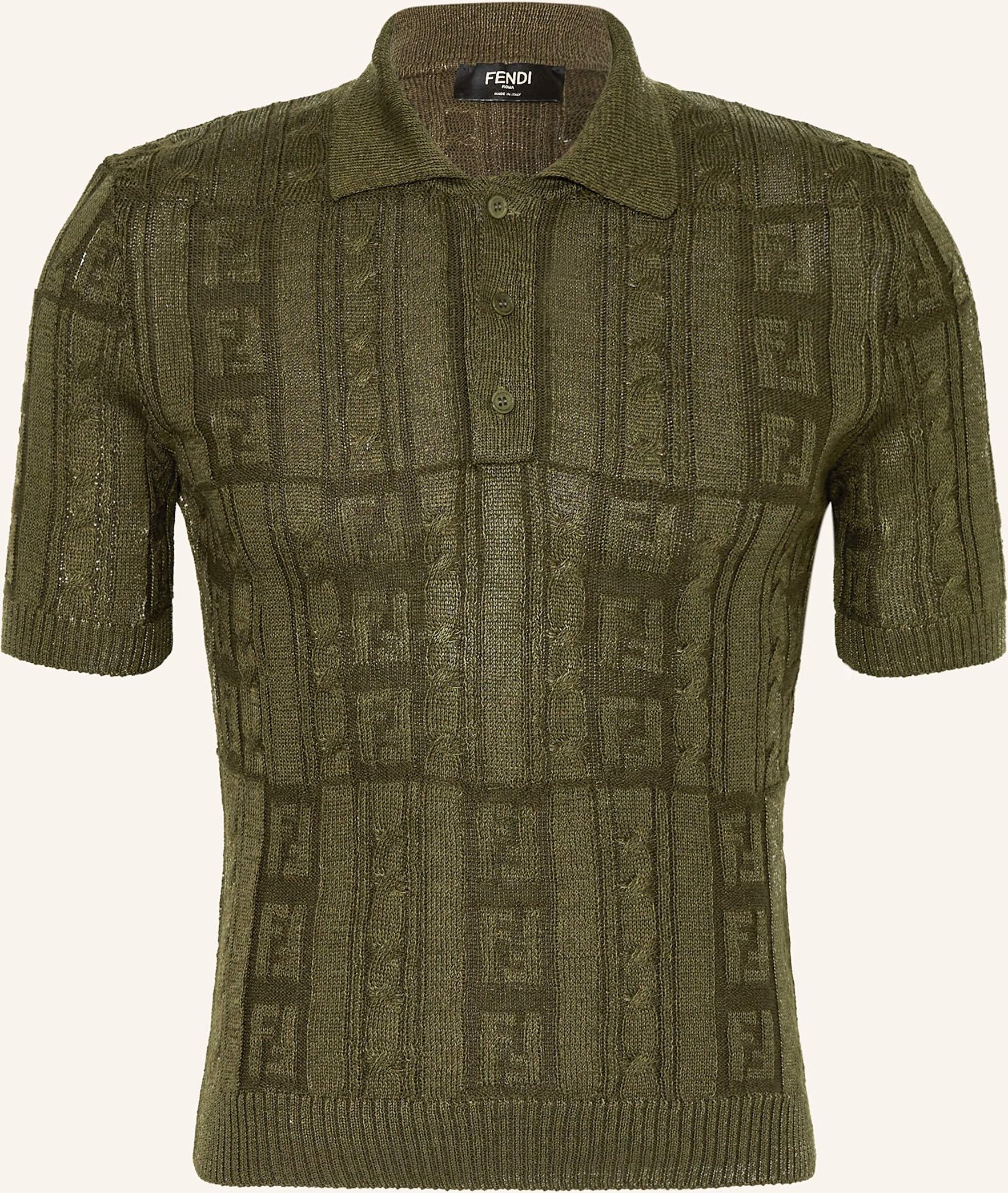 Fendi Strick-Poloshirt Mit Glitzergarn gruen
