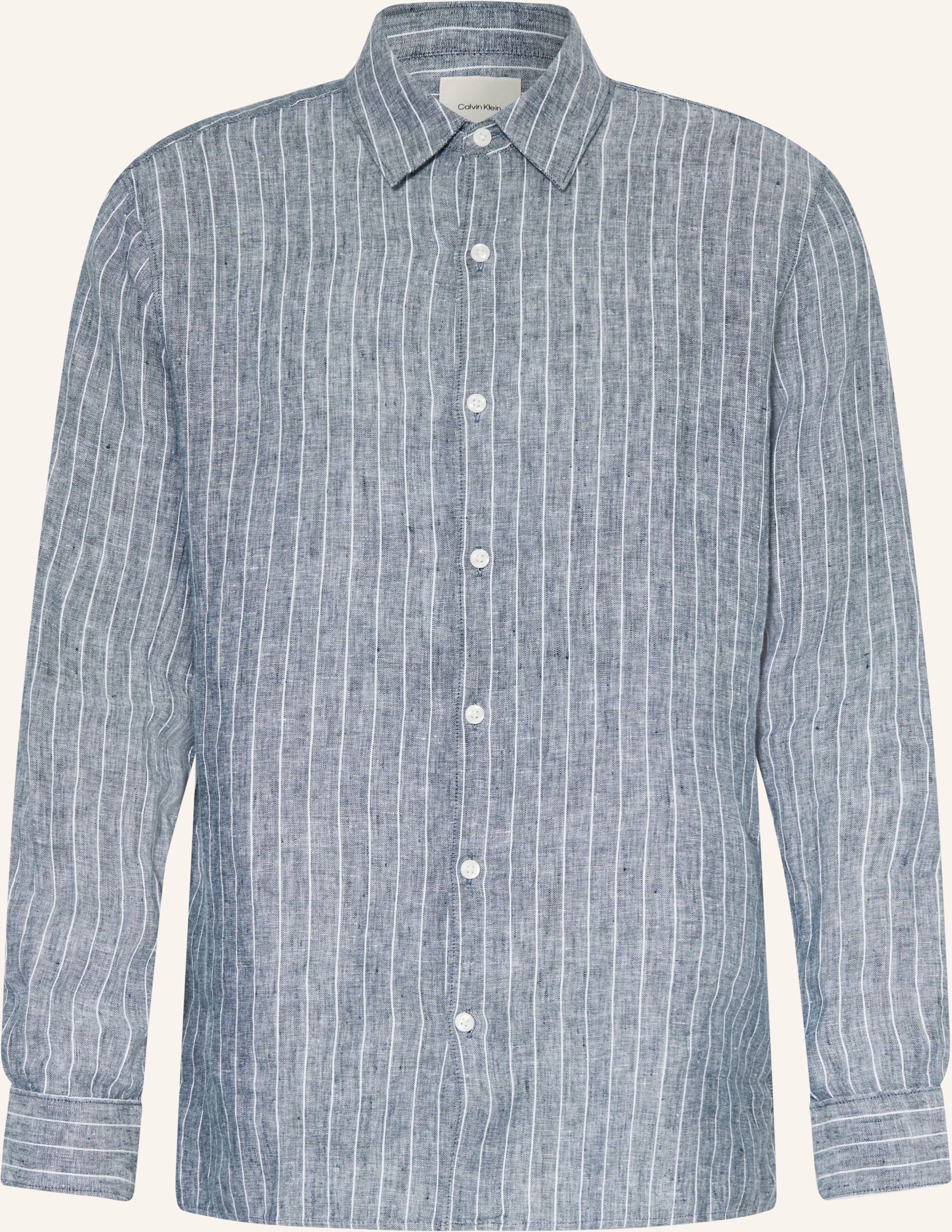 Calvin Klein Leinenhemd Classic Fit blau