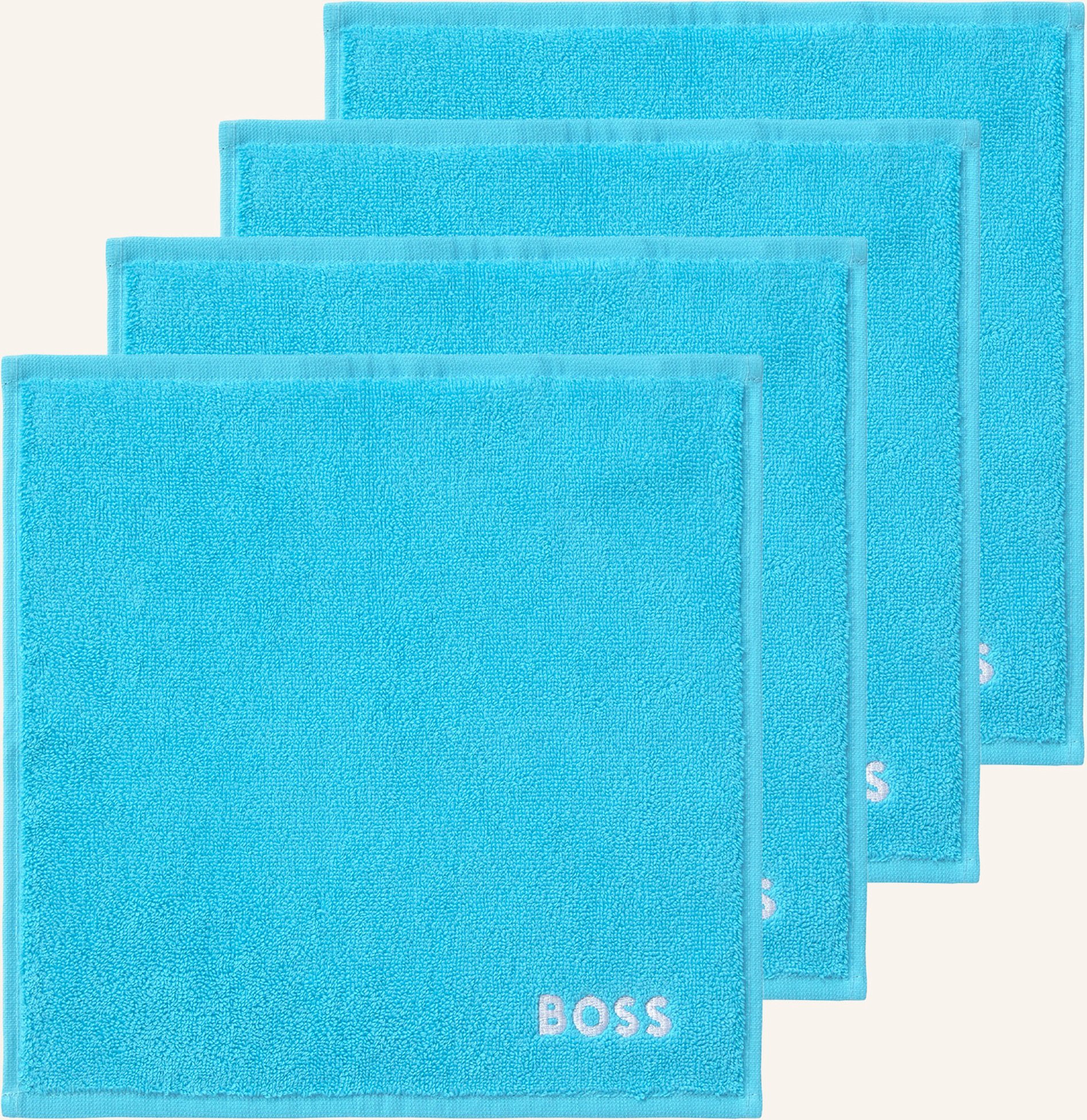 Boss Waschlappen 4er Set Plain blau