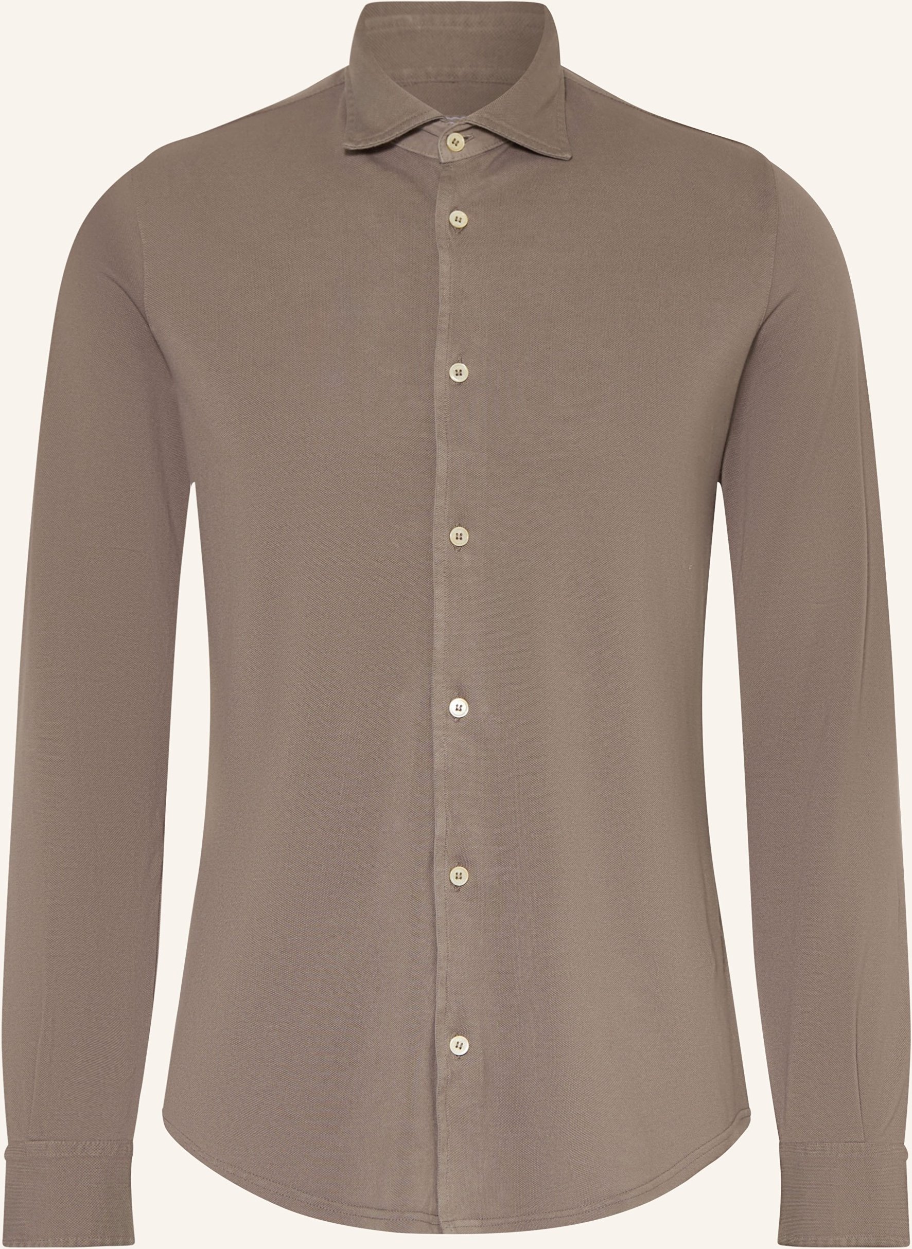 Fedeli Piqué-Hemd Stelve Slim Fit beige