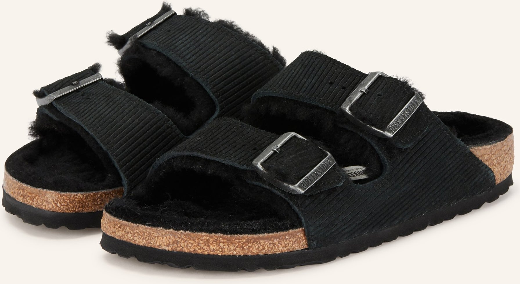 Birkenstock Pantoletten Arizona Shearling schwarz