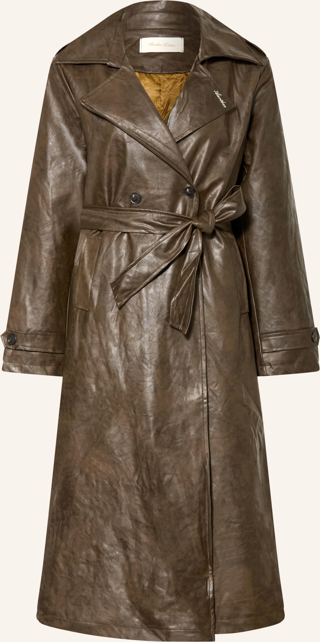 Another Cotton Lab Trenchcoat In Lederoptik braun