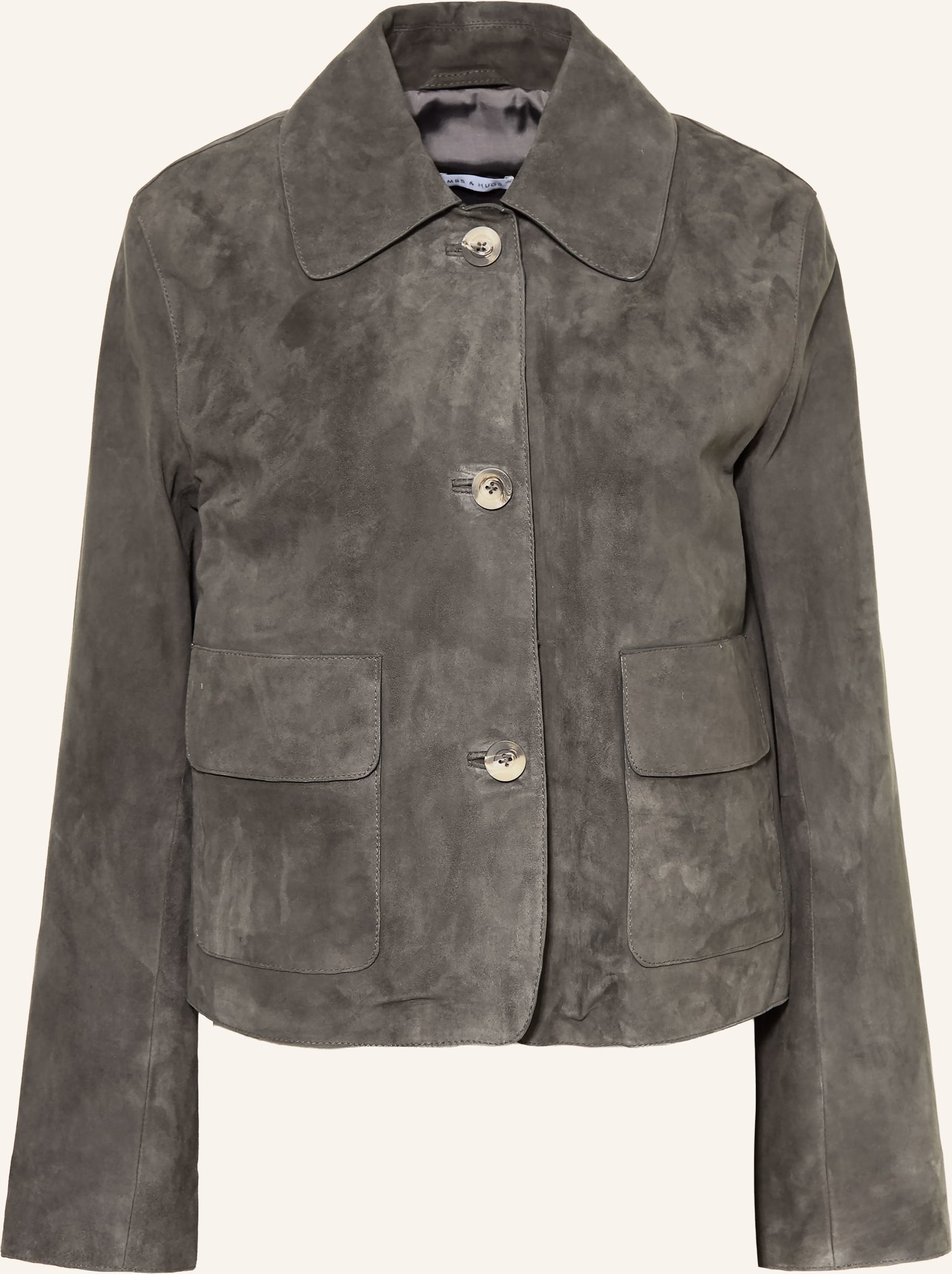 Mrs & Hugs Lederjacke grau