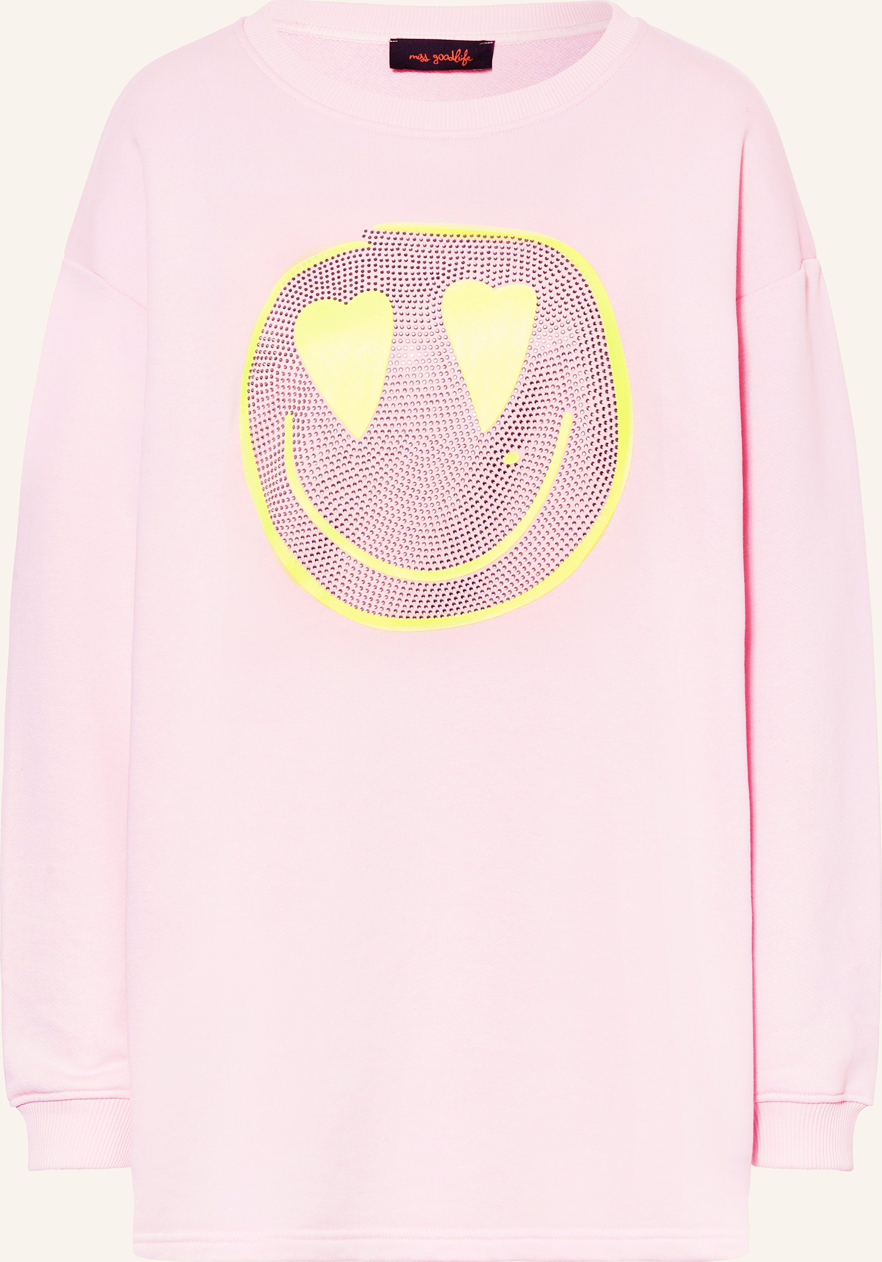 Thumbnail - Miss Goodlife Sweatkleid Mit Schmucksteinen rosa