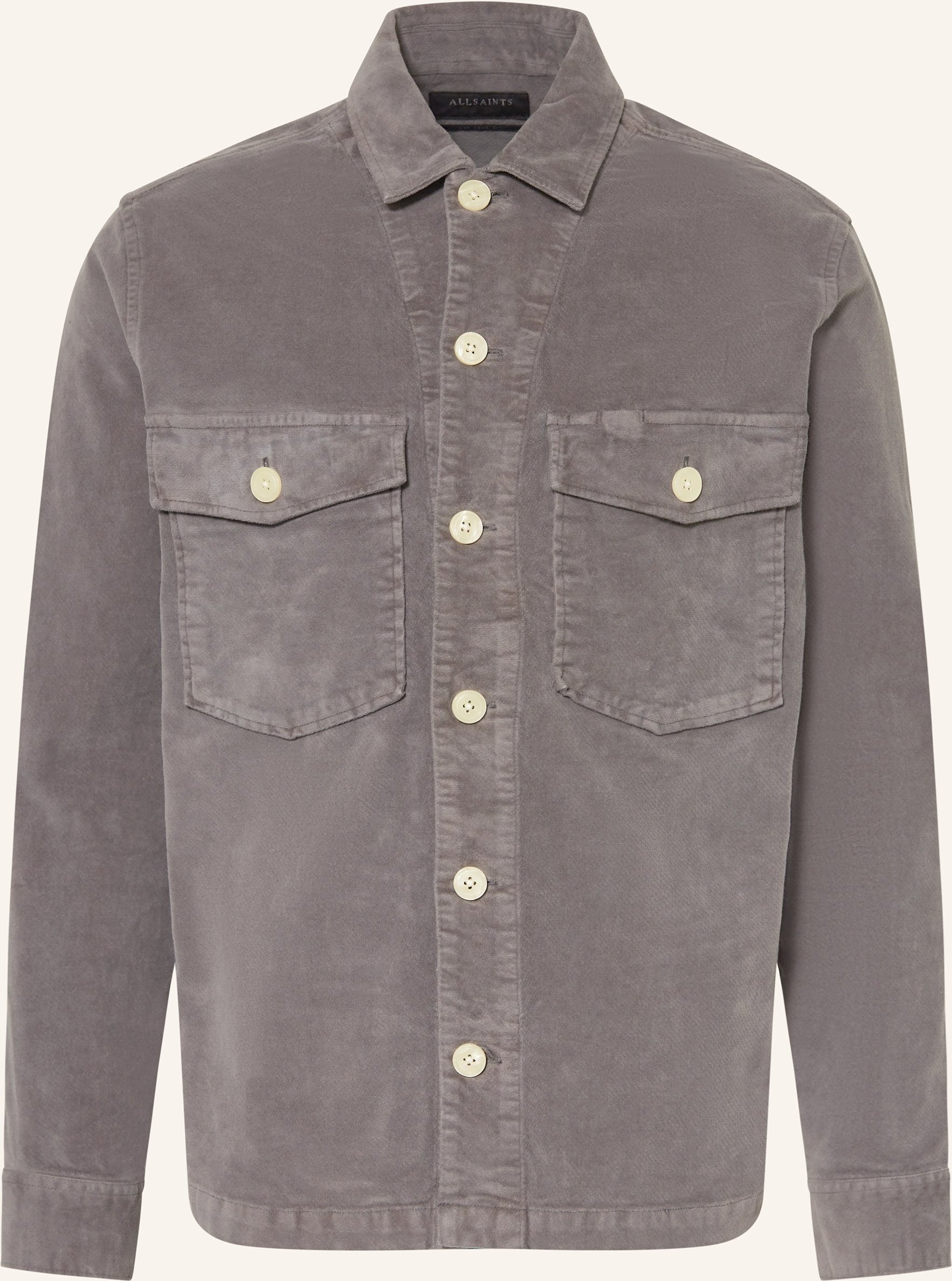 Allsaints Samt-Overjacket Harrier grau