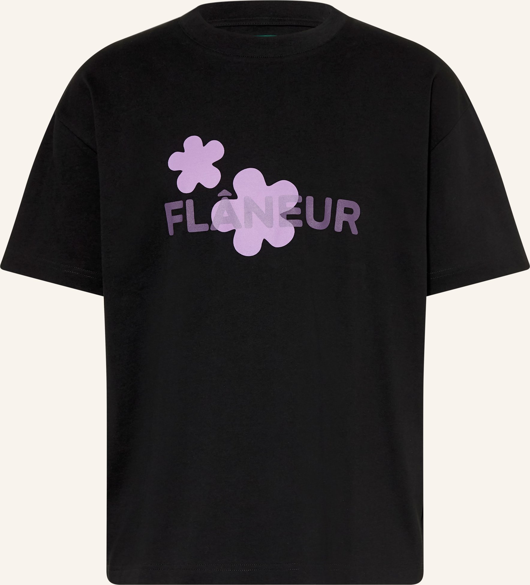 Flâneur Oversized-Shirt Organic Flower schwarz