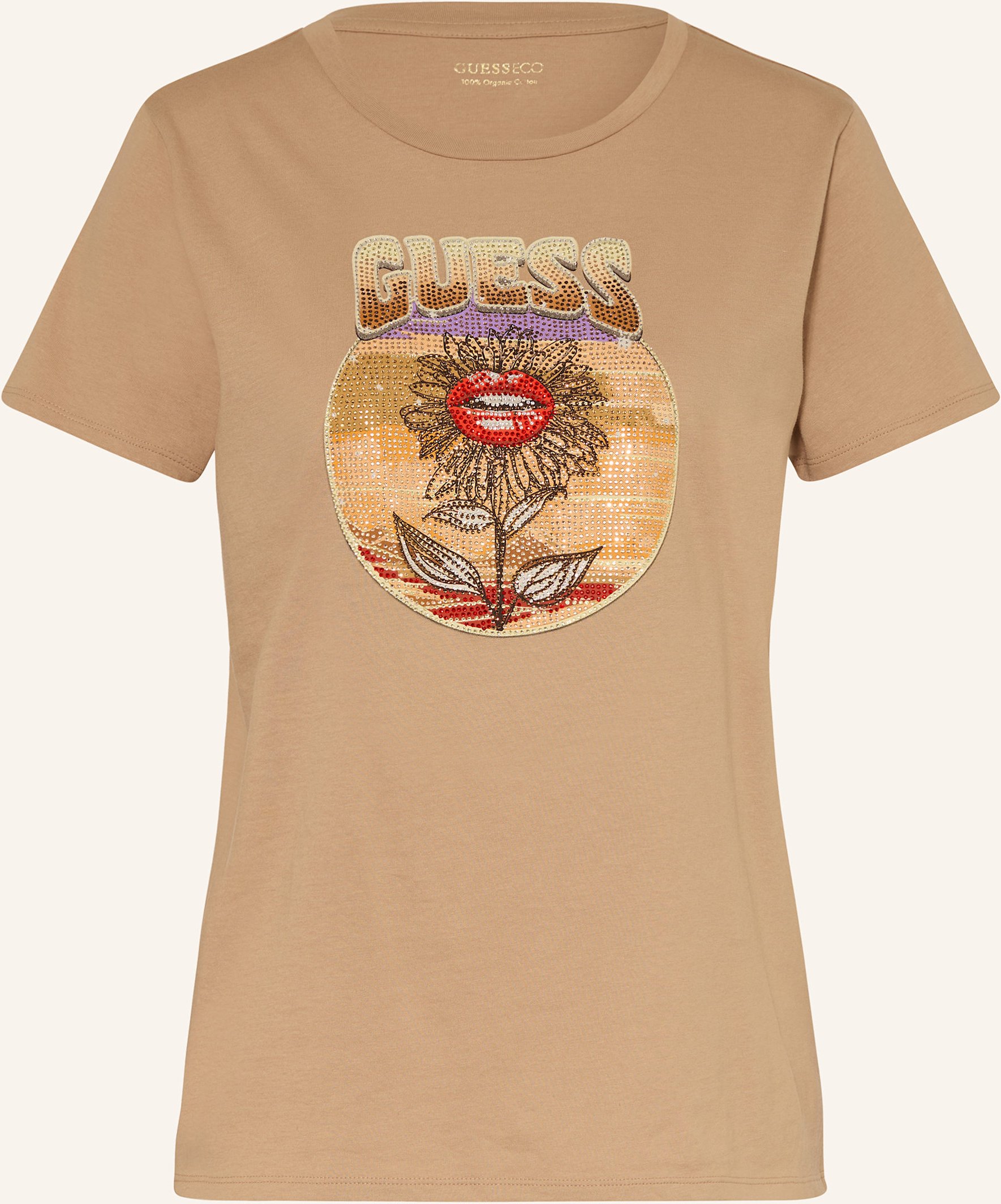 Guess T-Shirt Mit Schmucksteinen braun