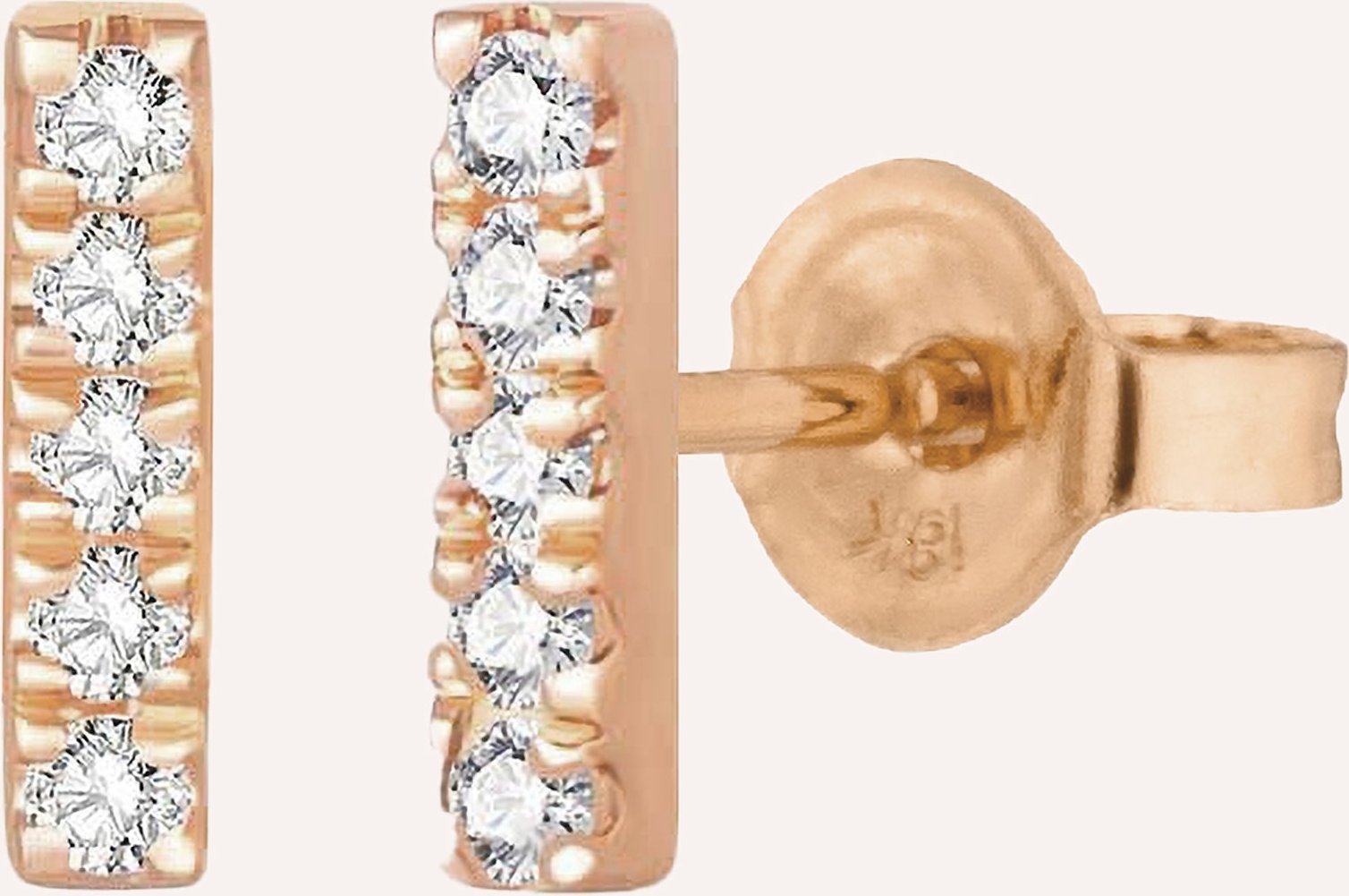 Leaf Ohrstecker Bar Aus 18 Karat Rosegold Mit Diamanten rosegold