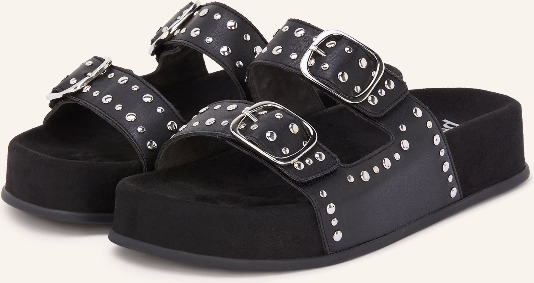 Paul Green Plateau-Pantoletten Mit Nieten schwarz