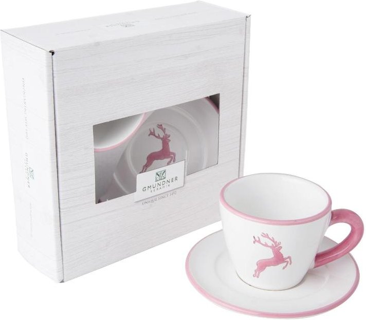 Gmundner Keramik Rosa Hirsch Espresso for you Set 2-tlg.