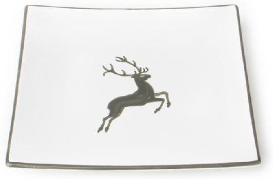 Thumbnail - Gmundner Keramik Grauer Hirsch Dessertteller / Frühstücksteller 20x20x2,6 cm