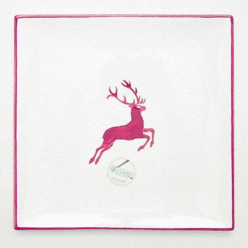 Gmundner Keramik Bordeauxroter Hirsch Platzteller eckig 31x31x2,8 cm