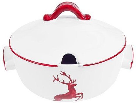 Gmundner Keramik Rubinroter Hirsch Suppentopf glatt 2 L / h: 18 cm