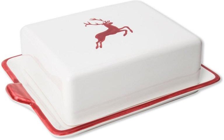 Gmundner Keramik Bordeauxroter Hirsch Butterdose 250 g