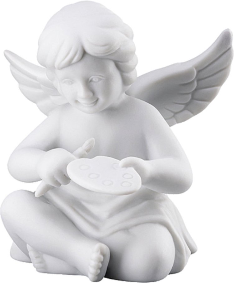 Rosenthal Engel mit Malerpalette groß weiß matt 14 cm