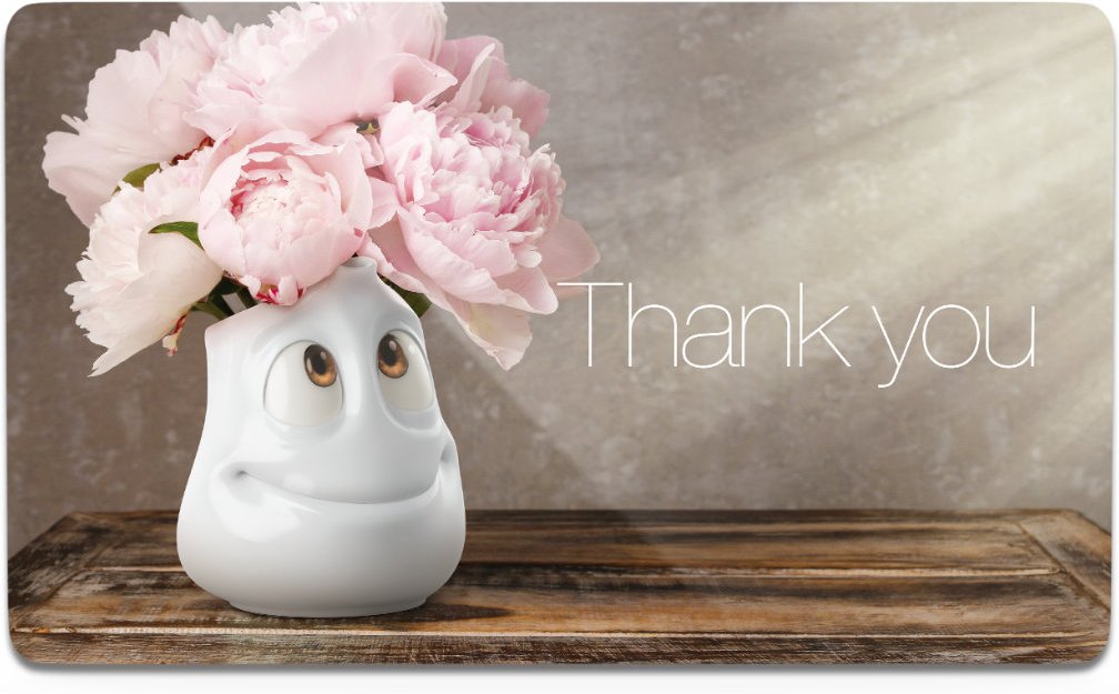 TV Tassen Frühstücksbrettchen Thank you 23x14 cm