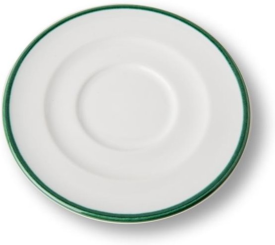 Gmundner Keramik Grüner Rand Cappuccino-Untertasse Gourmet d: 14 cm