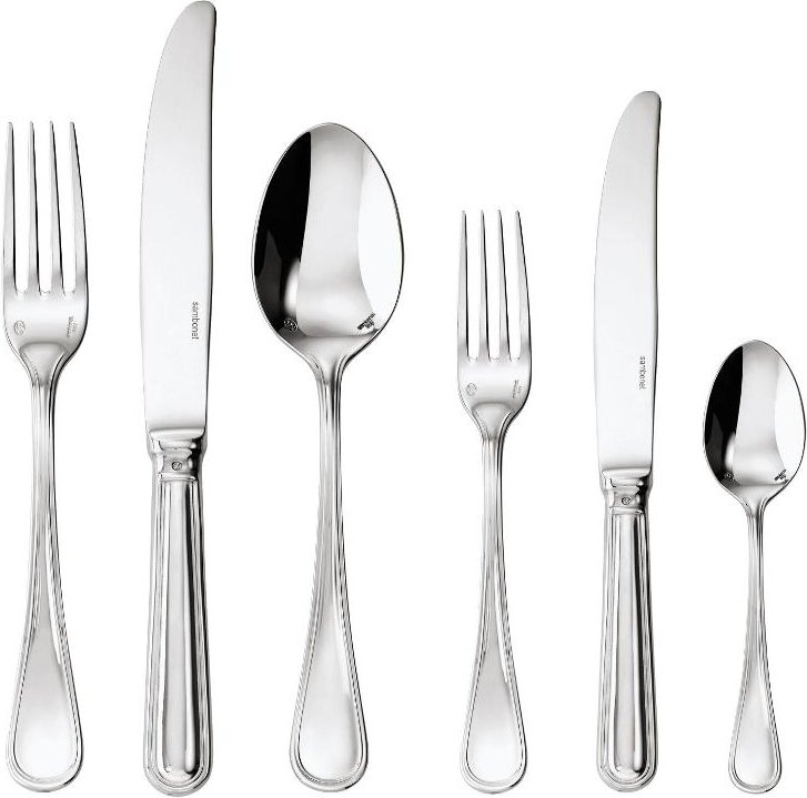 Sambonet Contour - Edelstahl versilbert Besteckset 36-tlg. Vollheft / Monoblock