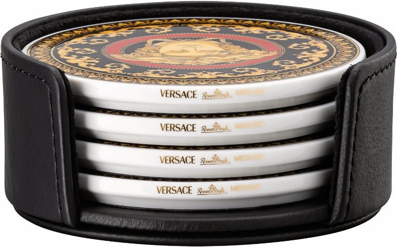 Rosenthal Versace Ikarus Medusa Untersetzer Set 4-tlg. in Lederbox