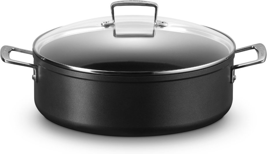 Le Creuset Aluminium-Antihaft-Pfannen Aluminium Schmorpfanne mit Glasdeckel 24 cm
