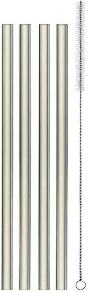 Eisch Gentleman Trinkhalm kurz Glas Set 4-tlg. mit Reinigungsbürste - im Geschenkkarton l: 15 cm / d: 9 mm