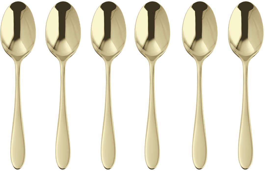 Sambonet Velvet - Edelstahl / PVD champagnerfarben Mokkalöffel Set 6-tlg.