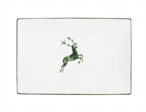 Gmundner Keramik Grüner Hirsch Platte rechteckig 30x20x2,5 cm