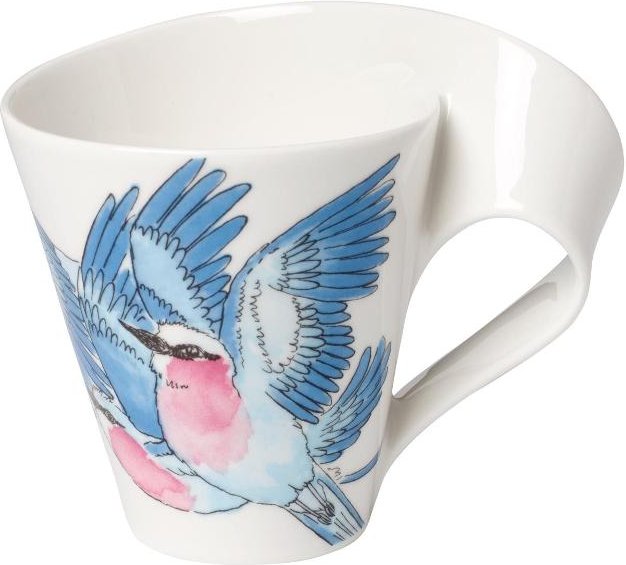 Villeroy & Boch New Wave Caffè Animals of the World - Lilac Breasted Roller Becher mit Henkel in Geschenkkarton 0,24 L