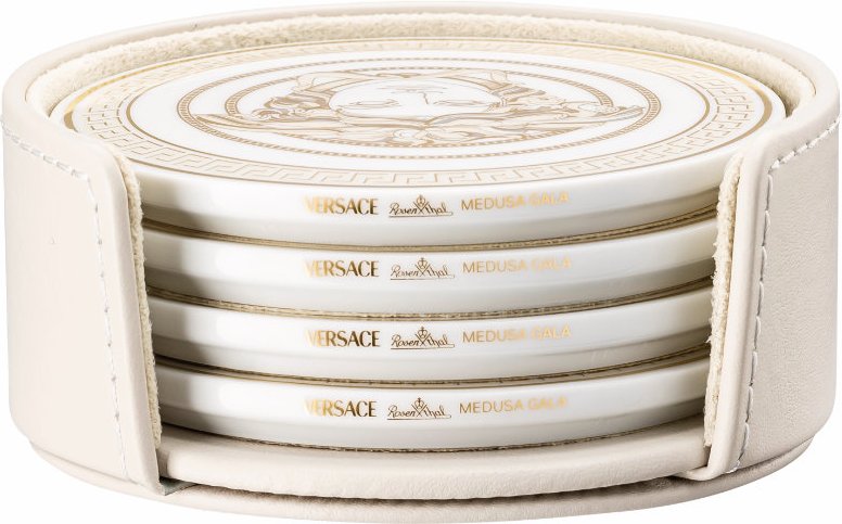 Rosenthal Versace Medusa Gala Untersetzer Set 4-tlg. in Lederbox