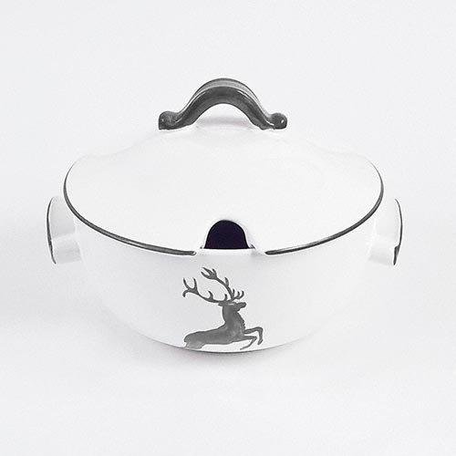 Gmundner Keramik Grauer Hirsch Suppentopf glatt 2 L / h: 18 cm