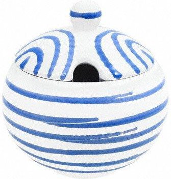 Gmundner Keramik Blaugeflammt Zuckerdose glatt mit Ausschnitt 10 cm