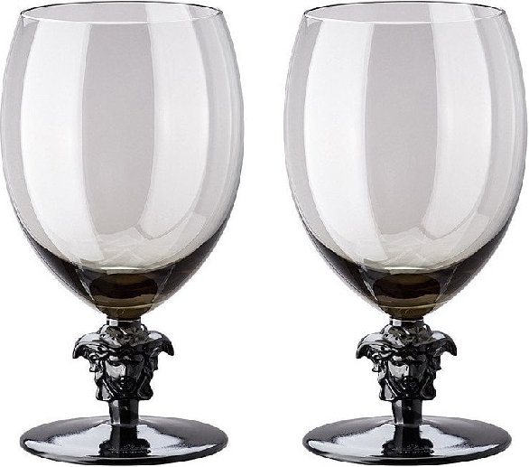 Rosenthal Versace Medusa Lumiere Haze Wasser Glas grau h: 188 mm / 474 ml Set 2-tlg.